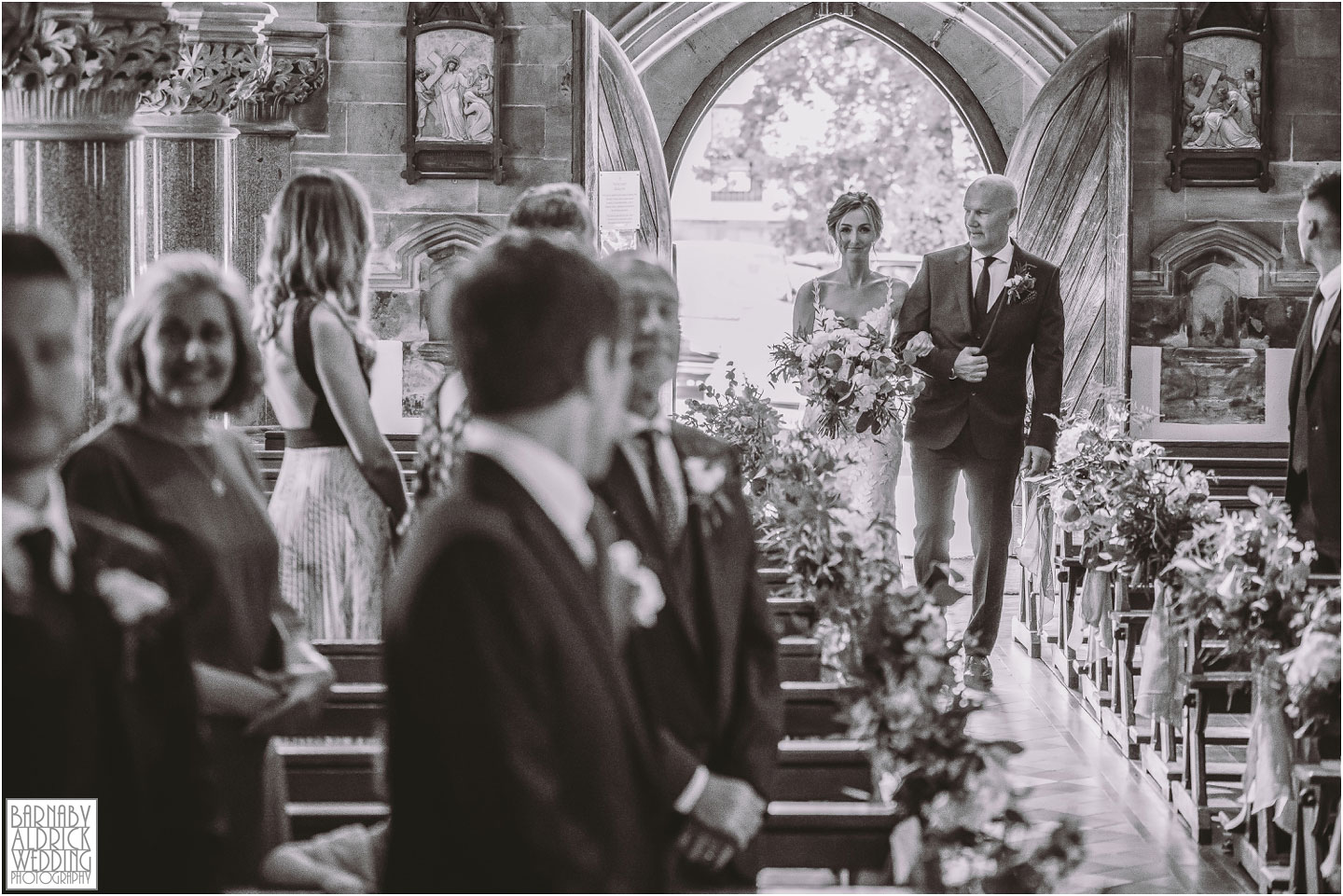 Entrance of the bride at Rudding Park Chapel, Amazing Wedding Photos