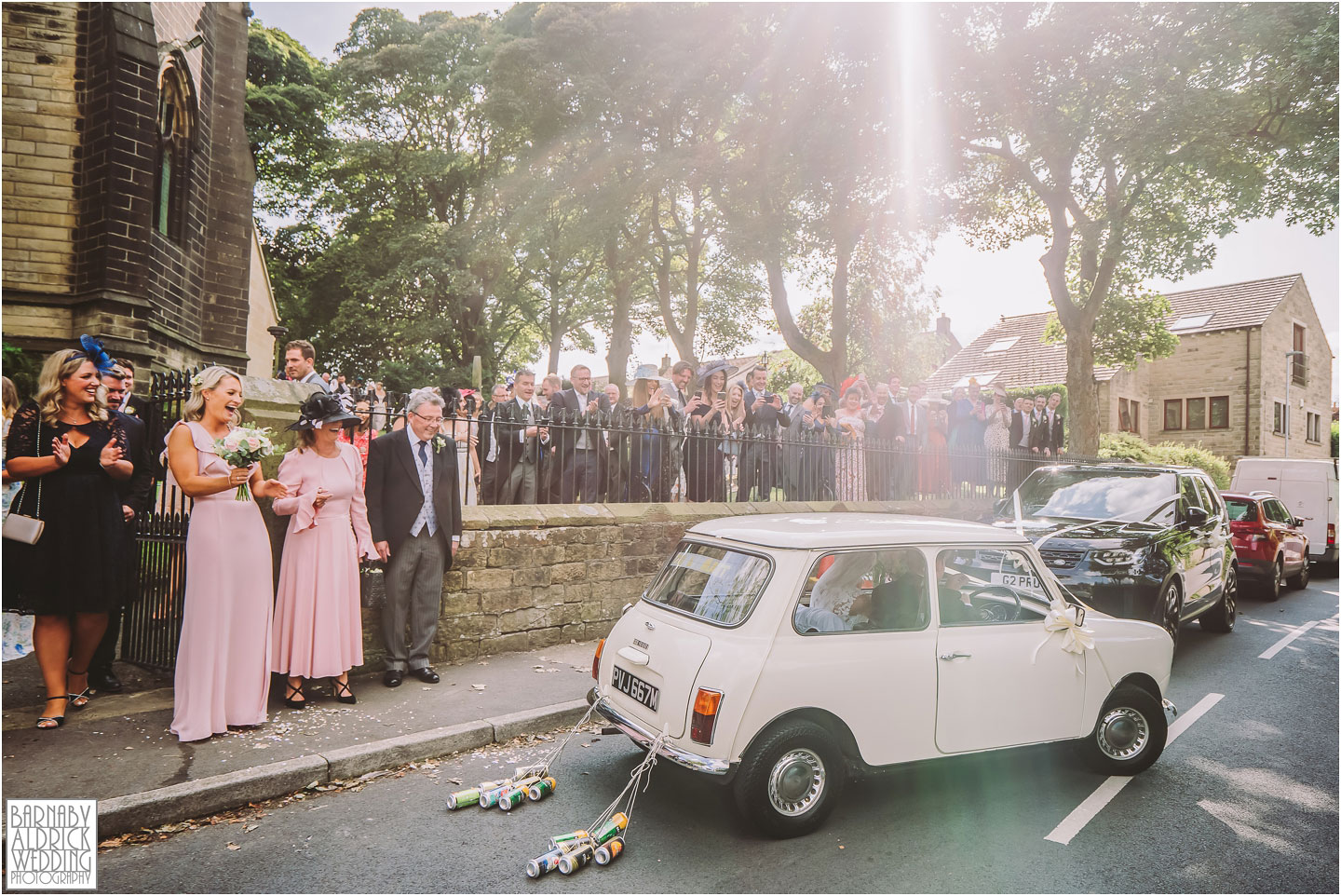 Mini wedding car, Best Yorkshire wedding photographer