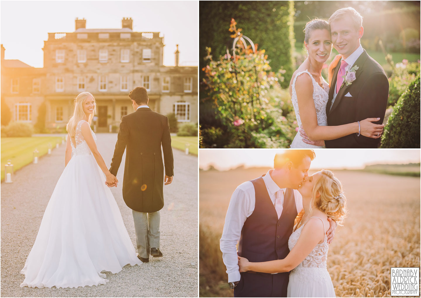 Golden hour wedding photos, Birdsall House Wedding, Goldsborough Hall Wedding, Priory Cottages Wedding,