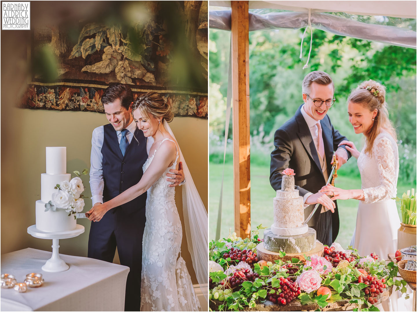 Cutting the wedding cake, rudding park,