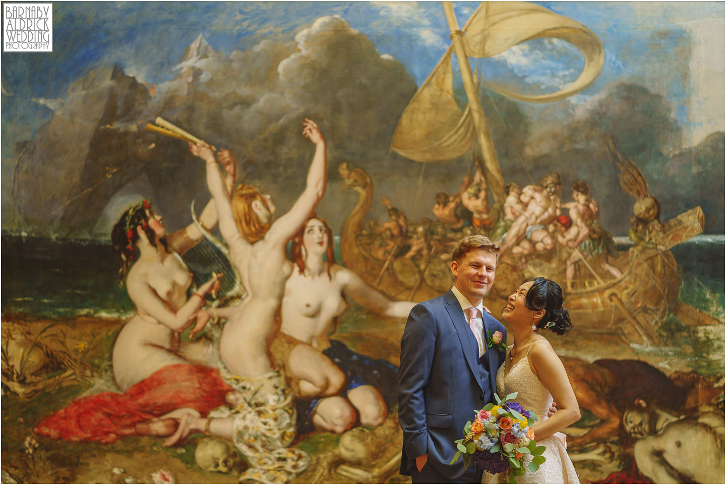 The Sirens and Ulysses wedding photo, Manchester sirens painting, Couple portrait Manchester Art Gallery Wedding Photography, Manchester Art Gallery Wedding Photos, Manchester Art Gallery Wedding, Lancashire Wedding Photography
