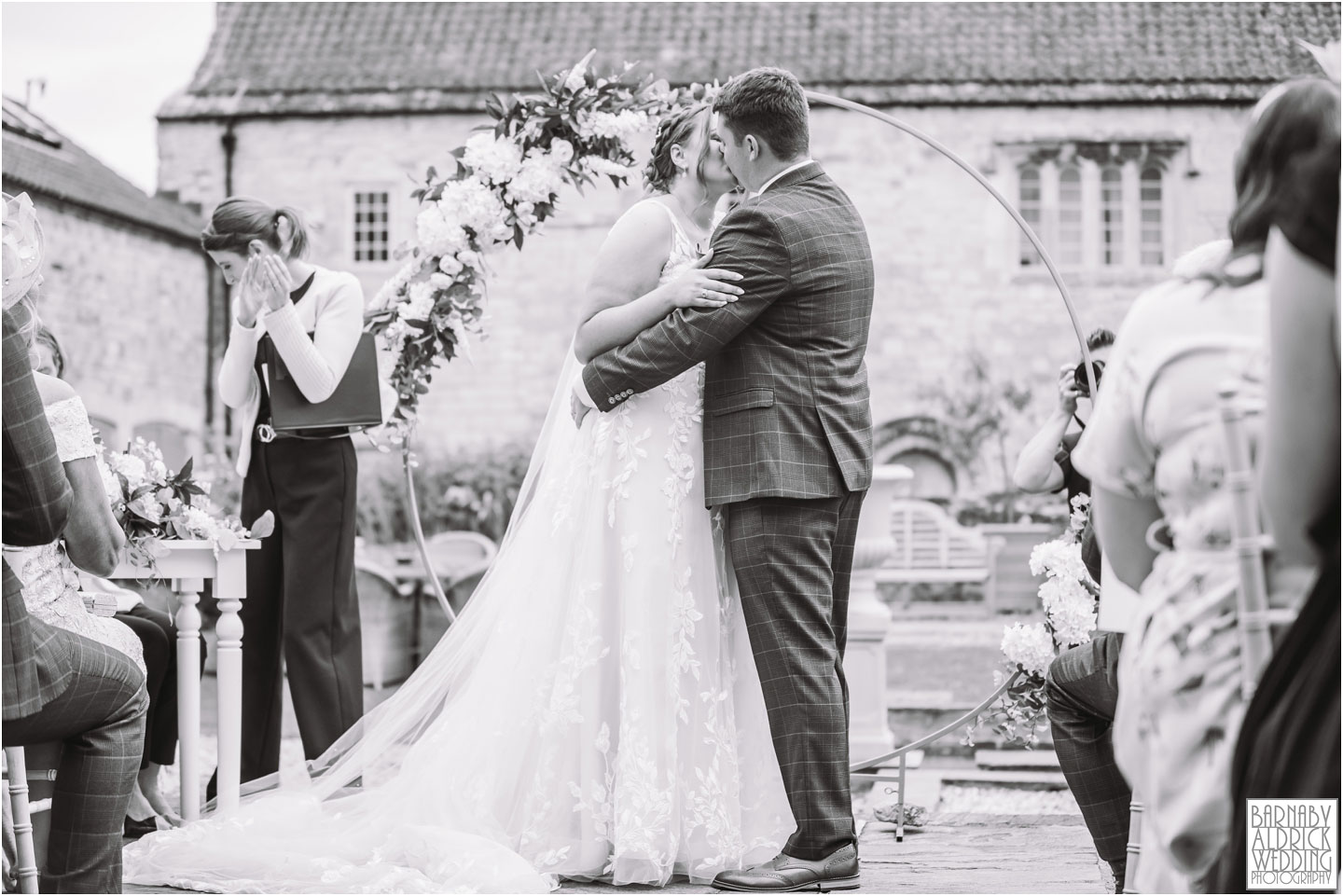 Priory Cottages outdoor Wedding ceremony photos, Confetti at Priory Cottages, Priory Barn Yorkshire Wedding Photographer