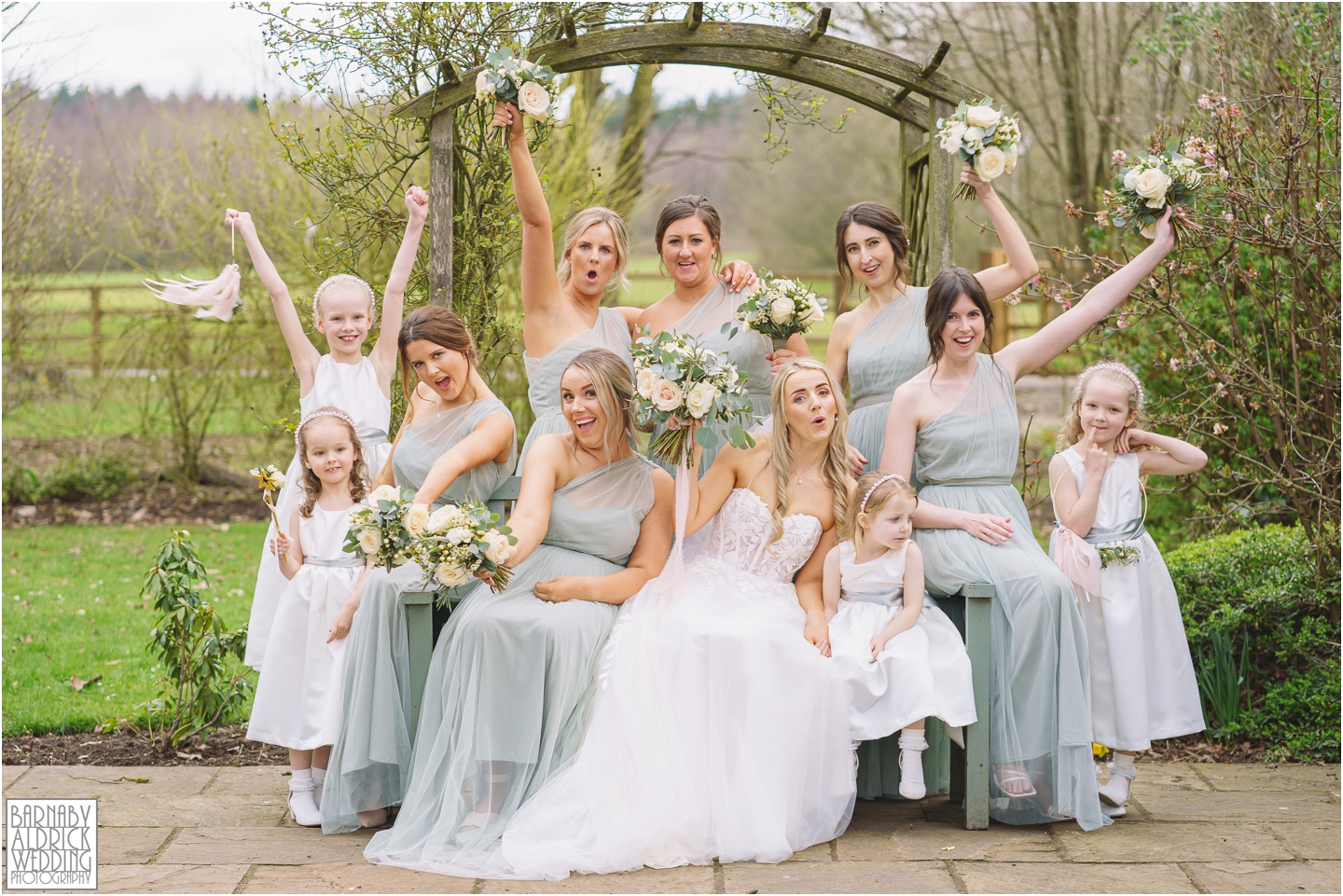 Bridesmaids at a wedding at Sandburn Hall