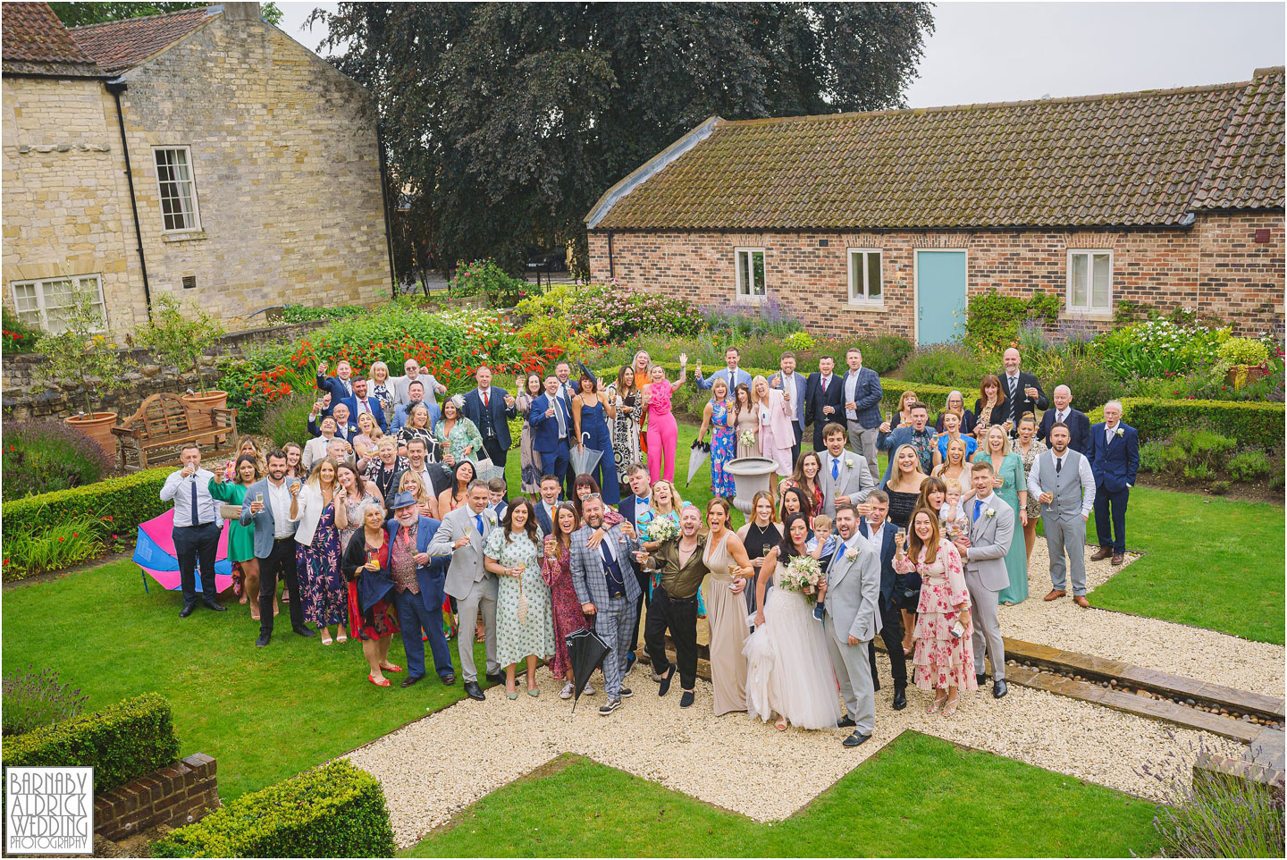 Priory Cottages Wedding, Group Photo at Priory Cottages, Priory Barn Yorkshire Wedding Photographer, Priory Cottages Wedding Photos, Priory Farm and Cottages Wedding, Yorkshire Wedding Photographer